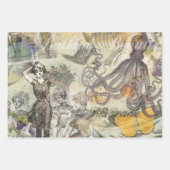 Octopus Beach Antique Coastal Steampunk Geschenkpapier Set (Vorderseite)