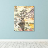 Octopus Beach Antique Coastal Steampunk Leinwanddruck (Insitu (Holzboden))