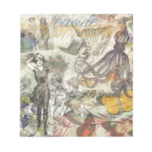 Octopus Beach Antique Coastal Steampunk Notizblock