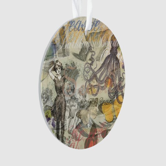 Octopus Beach Antique Coastal Steampunk Ornament (Vorderseite)