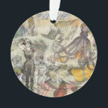 Octopus Beach Antique Coastal Steampunk Ornament<br><div class="desc">Dieses Bild verbindet Bilder von altmodischem Strandspass. Dieses Vintage Oktopus- und Badekosmetikbild ist eine Collage aus antiken Bildern aus dem 19. und frühen 19. Jahrhundert. Der Vintage Cephalopod-Oktopus beobachtet Viktorianische Badeseen und zeigt ihre antiken Badeanzüge für einen Tag am Strand. Spaß und schön und ein wenig beängstigend! Diese Vintage Steampunk-Strandkollektion...</div>