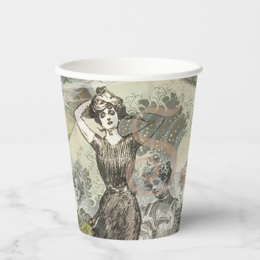 Octopus Beach Antique Coastal Steampunk Pappbecher (Vorderseite)