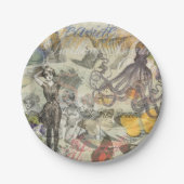 Octopus Beach Antique Coastal Steampunk Pappteller (Vorderseite)