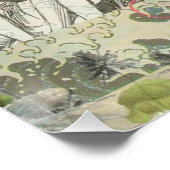 Octopus Beach Antique Coastal Steampunk Poster (Ecke)