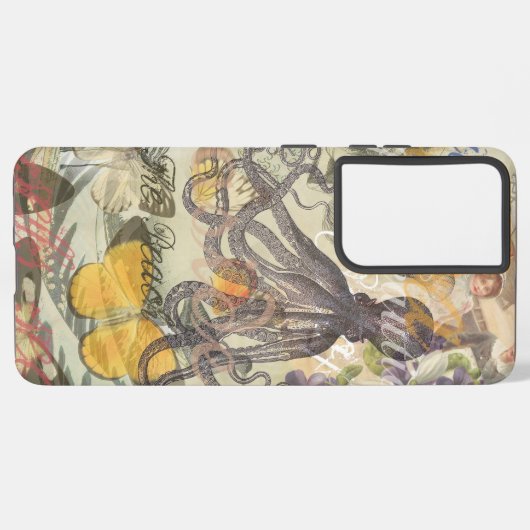 Octopus Beach Antique Coastal Steampunk Samsung Galaxy Hülle (Linke Seite)