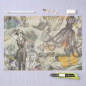 Octopus Beach Antique Coastal Steampunk Seidenpapier (Handwerk)