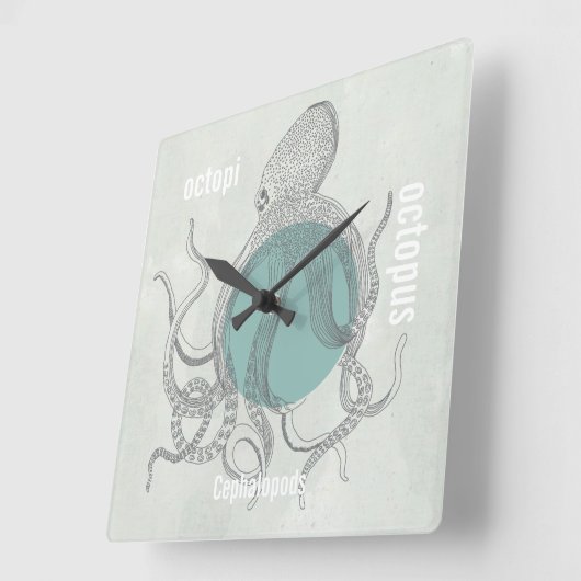 Octopus Beach House oder Meeresbiologe Quadratische Wanduhr (Winkel)