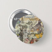 Octopus Beach Urlaub Viktorianisch Gotischer Spaß Button (Vorne & Hinten)