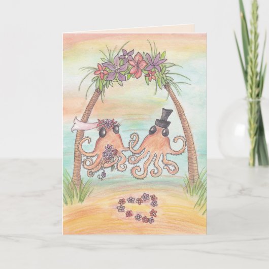 Octopus Beach Wedding Card Karte (Vorderseite)
