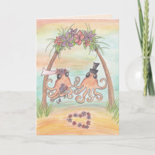 Octopus Beach Wedding Card Karte
