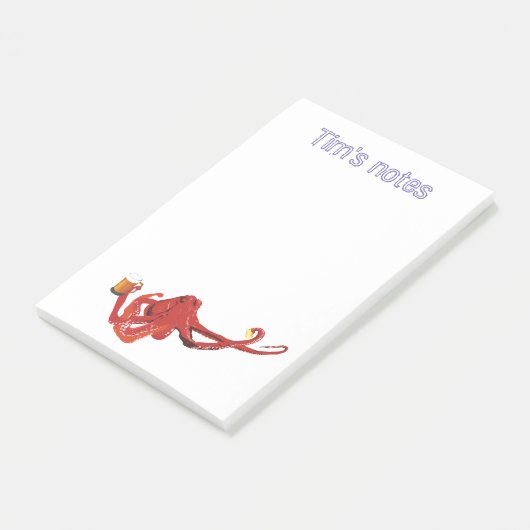 Octopus Beer Love Custom Post-it Klebezettel (angewinkelt)