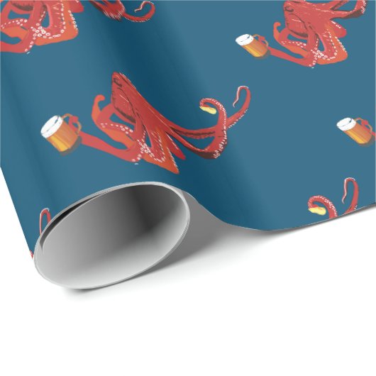 Octopus Beer Lover Geschenkpapier (Rolleneckpunkt)
