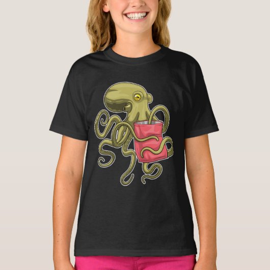Octopus-Beutel mit Chips T-Shirt (Vorderseite)