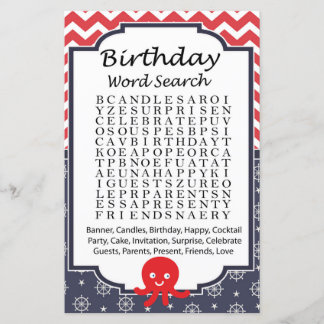 Octopus Birthday Wortsuche