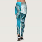 Octopus Blau Aquarellfarbendetails Leggings (Rückseite)