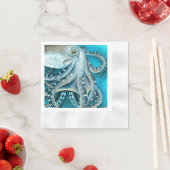 Octopus Blau Aquarellfarbendetails Serviette (Beispiel)