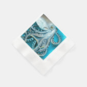 Octopus Blau Aquarellfarbendetails Serviette (Ecke)