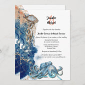 Octopus blauer Orangenfisch Einladung (Vorne/Hinten)