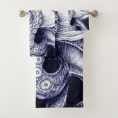 Octopus Blue Lila Monochrome Badhandtuch Set (Insitu)