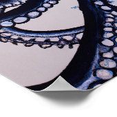 Octopus Blue Moderne Wasserfarbe im japanischen St Poster (Ecke)