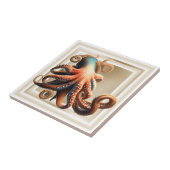 Octopus blue orange 3D nautischer Goldstrand chic Fliese (Seite)