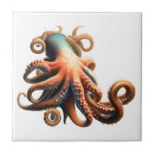 Octopus Blue orange 3D Thema Wasserstrand Fliese (Vorderseite)