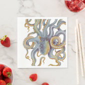Octopus Blue Pastellfarben Serviette (Beispiel)