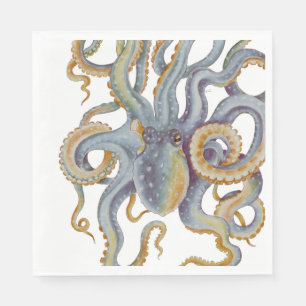 Octopus Blue Pastellfarben Serviette