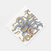 Octopus Blue Pastellfarben Serviette (Ecke)