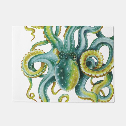 Octopus Blue Watercolor Art Fußmatte (Vorderseite)