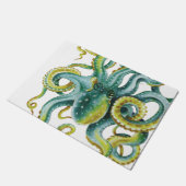 Octopus Blue Watercolor Art Fußmatte (Schrägansicht)