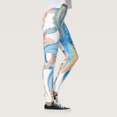 Octopus Blue Watercolor Art Leggings (Rechts)