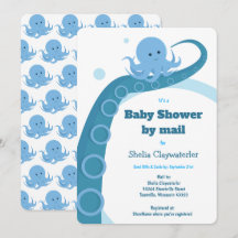 Octopus Blue White Baby Dusche von Mail