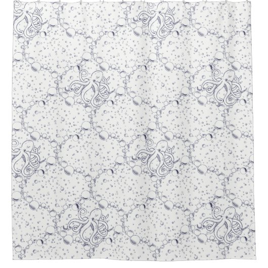 Octopus Bubble Drift Duschvorhang (Vorderseite)