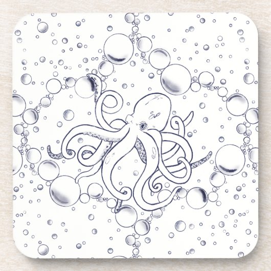 Octopus Bubble Drift Getränkeuntersetzer (Vorderseite)