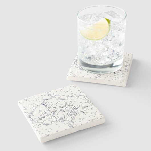 Octopus Bubble Drift Steinuntersetzer (Seitenansicht)