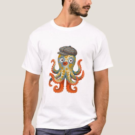 Octopus Cap Tee – Senffolk-Kunst-Shirt (Vorderseite)