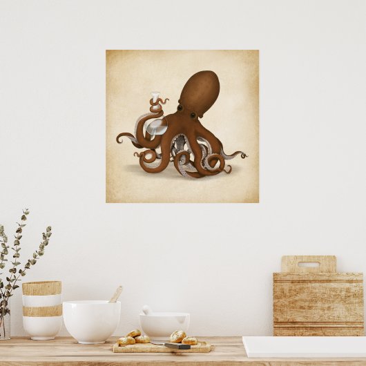 Octopus Chemist Holmglasflasche Steampunk Labrador Poster (Küche)