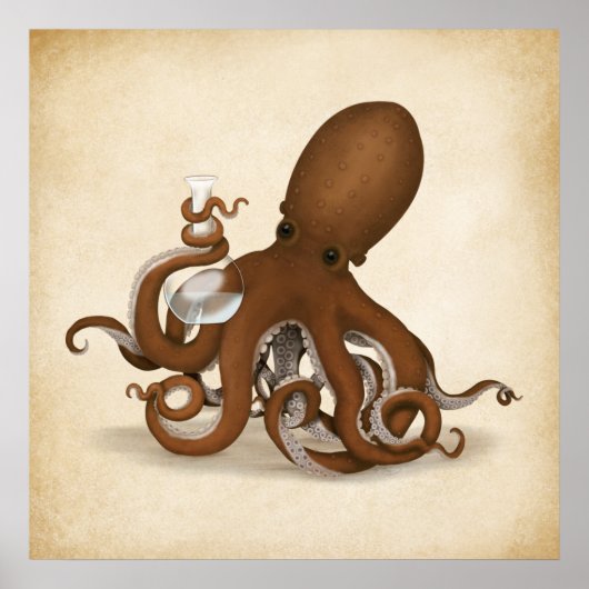 Octopus Chemist Holmglasflasche Steampunk Labrador Poster (Vorne)
