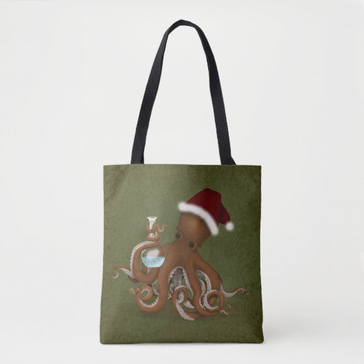 Octopus Chemist in Weihnachtsmannmütze Weihnachtsg Tasche (Vorderseite)