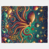 "Octopus Christmas Decorating Wonderland" Fleecedecke (Vorderseite (Horizontal))