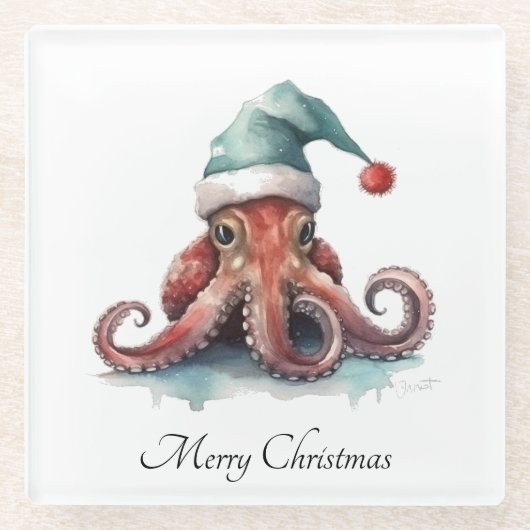Octopus Christmas Joy, Brauch Glasuntersetzer (Vorderseite)