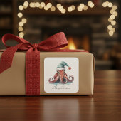 Octopus Christmas Joy, Brauch Quadratischer Aufkleber