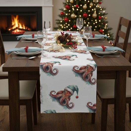 Octopus Christmas Joy Kurzer Tischläufer