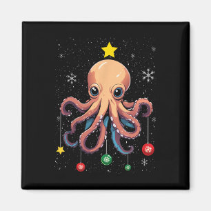 Octopus Christmas Tree Christmas Pajama Niedlich A Magnet