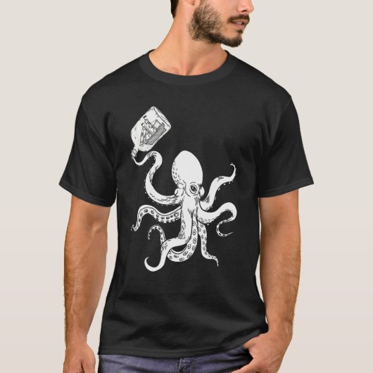 Octopus Clipper Ship in Flasche T-Shirt (Vorderseite)