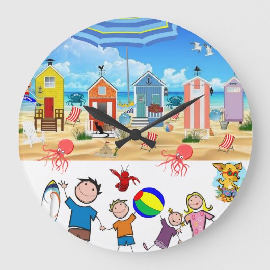 Octopus Clock zum Beach Fun Große Wanduhr (Vorderseite)