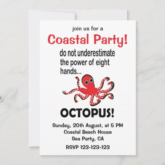 Octopus Coastal Party Einladung (Vorderseite)
