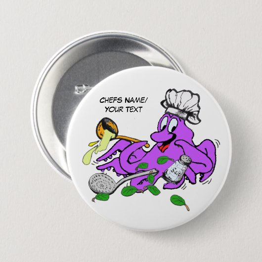 Octopus Cook Köche Button (Vorne & Hinten)