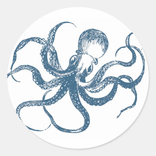 Octopus cyanotype Aufkleber (Vorderseite)